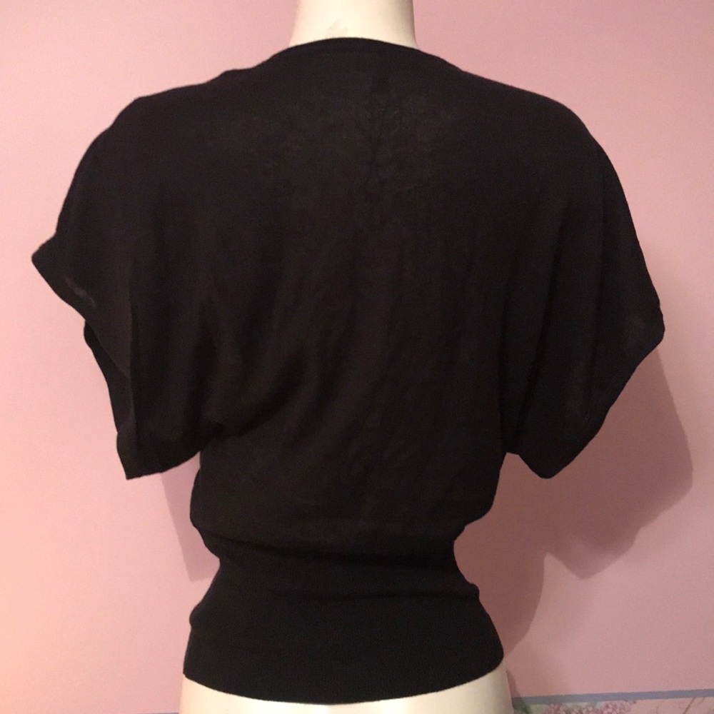 NWT EXPRESS Black Short Sleeve V Neck Sweater - Picture 3 of 7